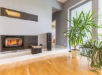 Modern fireplace in villa interior